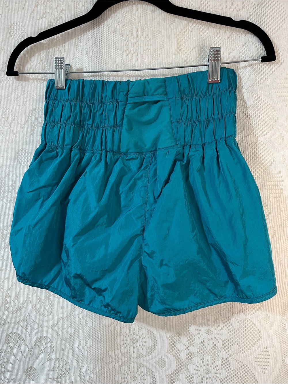 FP Movement High-Waist Teal Shorts - Elastic Smocked Waist S - Picture 4 of 7